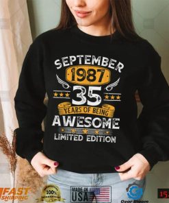 35 Years Old Gifts Vintage September 1987 35th Birthday T Shirt