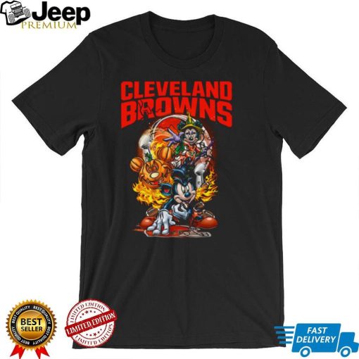 Mickey Mouse Pumpkin Halloween Vince Lombardi Trophy Cleveland Browns T Shirt