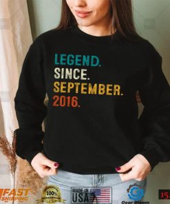 6 Years Old Gifts Legend Since September 2016 6th Birthday T Shirt