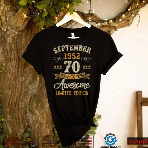 70 Years Old Gifts Vintage September 1952 70th Birthday T Shirt