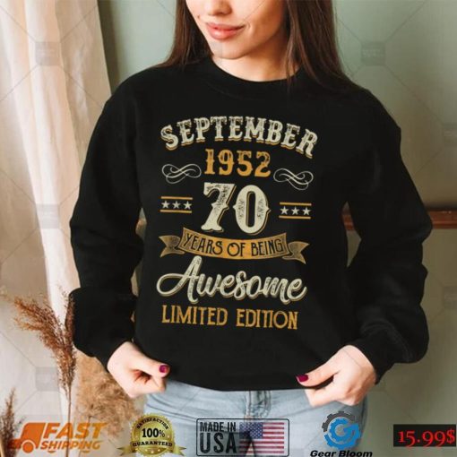 70 Years Old Gifts Vintage September 1952 70th Birthday T Shirt