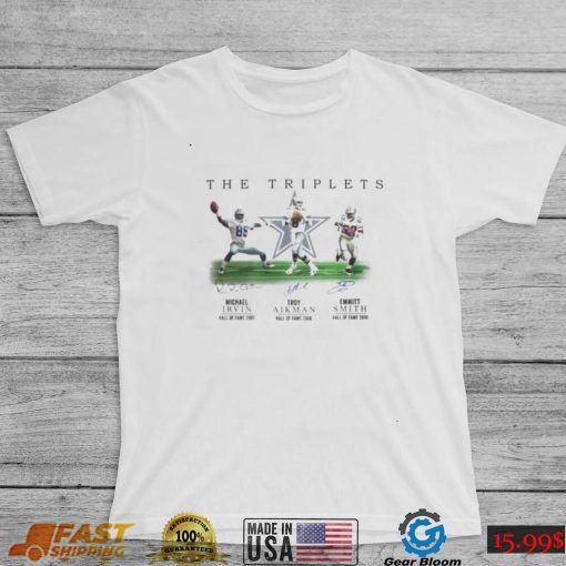 The Triplets Michael Irvin Troy Aikman And Emmitt Smith Dallas Cowboys Signatures Shirt