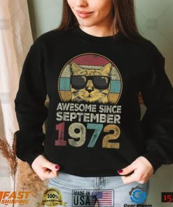 Awesome Since September 1972 50th Birthday Gifts Cat Lovers T Shirt