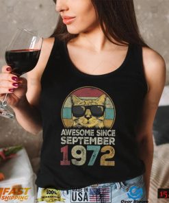 Awesome Since September 1972 50th Birthday Gifts Cat Lovers T Shirt