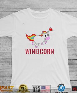 Wineicorn wine drinking unicorn shirt