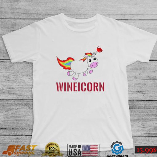 Wineicorn wine drinking unicorn shirt