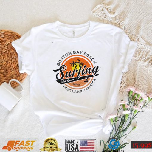 Boston Bay Beach surfing Portland Jamaica logo shirt