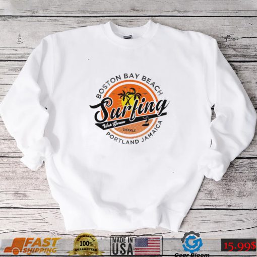 Boston Bay Beach surfing Portland Jamaica logo shirt