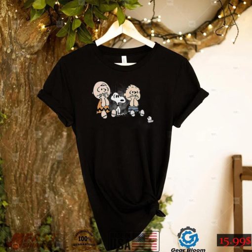 Charlie Brown Halloween Tee Shirt Frightened Charlie Brown Snoopy And Linus Van Pelt Halloween