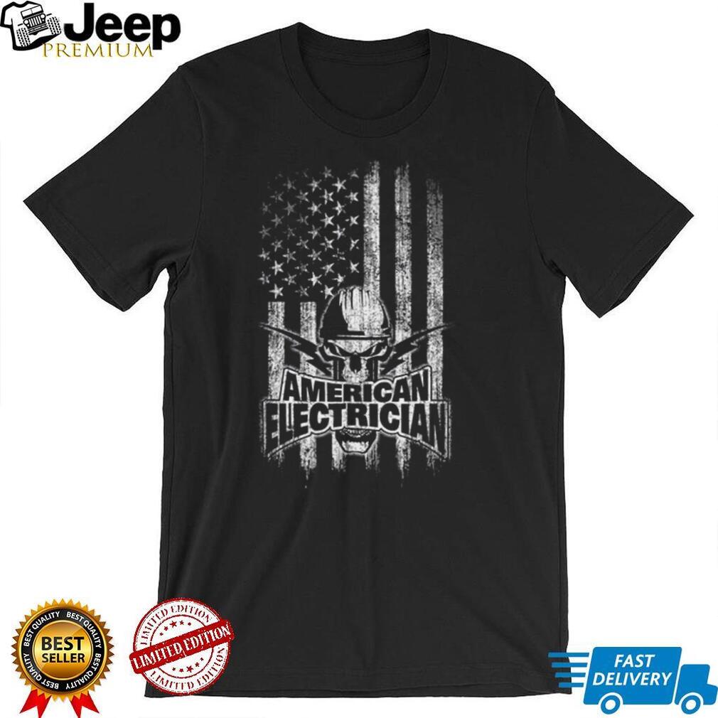 Electrician American Flag Skull And Thunderbolts Unisex T Shirt