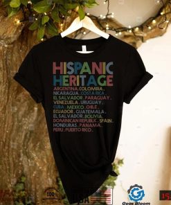 Hispanic Heritage Month Latino Countries Names Retro Vintage T Shirt