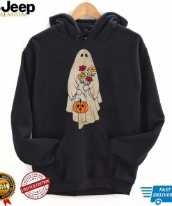 Halloween Costume Vintage Floral Ghost Pumpkin Funny Graphic T Shirt
