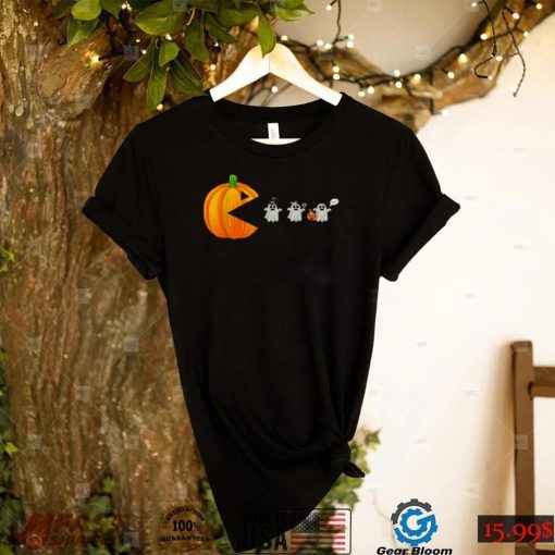 Halloween Pumpkin Eating Ghost Gamer T Shirt Funny Shirt