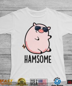 Hamsome Cute Handsome Pun Funny Pig Design Unisex T Shirt