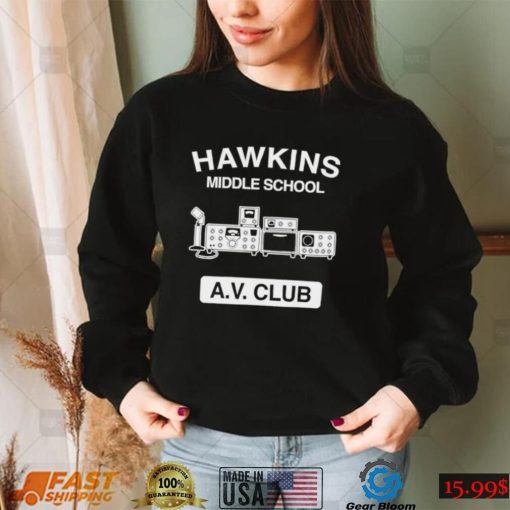 Hawkins Middle School A.V. Club logo shirt