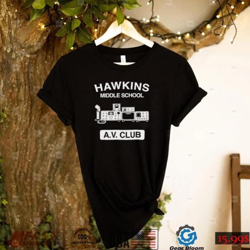 Hawkins Middle School A.V. Club logo shirt