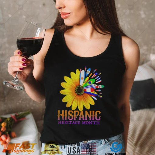 Hispanic Heritage Month National Latino Pretty Flower Flags T Shirt