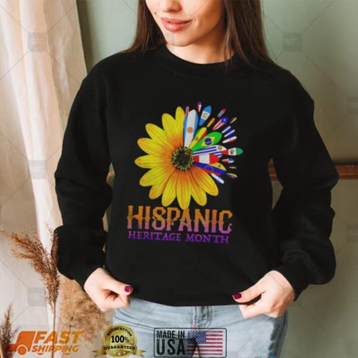 Hispanic Heritage Month National Latino Pretty Flower Flags T Shirt