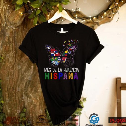 Hispanic Heritage Month Shirt Latino All Countries Flags Butterfly