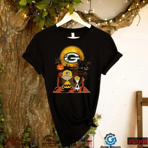 Hot Snoopy And Charlie Brown Pumpkin Green Bay Packers Halloween Moon Charlie Brown Halloween Shirt