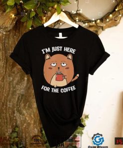 I’m Here For The Coffee Mood of Sleepy Cat Drinking Coffee Shirt