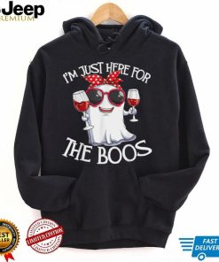 I'm Just Here For The Boos Funny Halloween Women Ghost Wine T Shirt