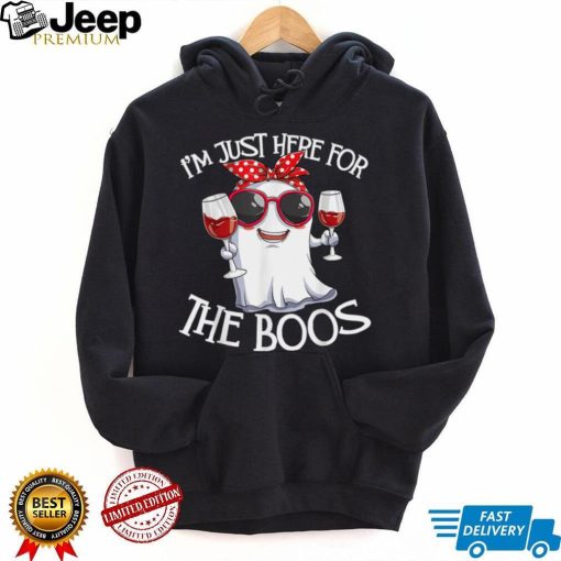 I’m Just Here For The Boos Funny Halloween Women Ghost Wine T Shirt