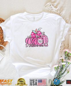 In October We Wear Pink Pumpkin Cancer Support Shirt, Breast Cancer Month