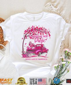 In October We Wear Pink Ribbon Truck Flamingo Breast Cancer T Shirt