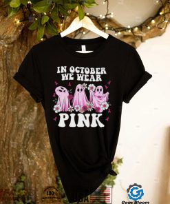 In October We Wear Pink Shirt, Halloween Cancer Awareness Shirt, Cute Ghost Shirt