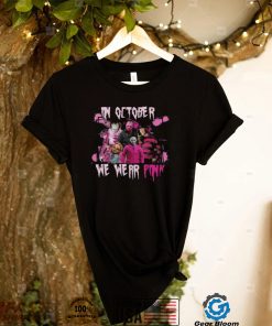 In October We Wear Pink Shirts, Horror Characters Shirt, Custom Halloween Gifts Shirt, Horror Halloween Vintage Movie T Shirt