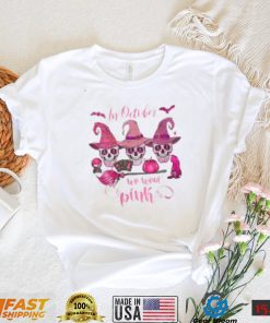 In October We Wear Pink T shirt, Halloween Skull Shirt Pink, Breast Cancer Shirt