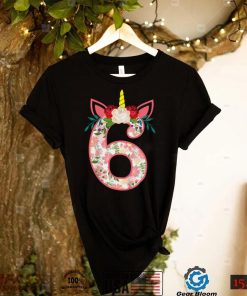 Kids 6 Year Old Gifts 6th Birthday Girls Unicorn Face Flower T Shirt