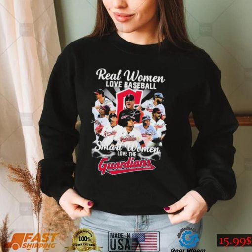 Real Women Love Baseball Smart Women Love The Cleveland Guardians Signatures Shirt