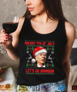 Merry 4th Of July Let's Go Brandon Ugly Christmas Sweater Sweatshirt