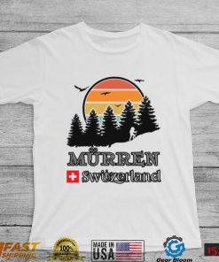 Mürren Hiking Forest Mountain Retro Sunset Switzerland Unisex T Shirt