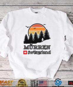 Mürren Hiking Forest Mountain Retro Sunset Switzerland Unisex T Shirt