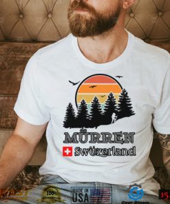 Mürren Hiking Forest Mountain Retro Sunset Switzerland Unisex T Shirt