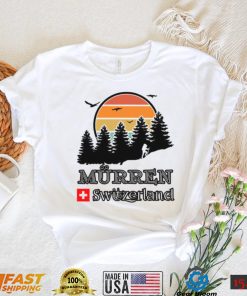 Mürren Hiking Forest Mountain Retro Sunset Switzerland Unisex T Shirt