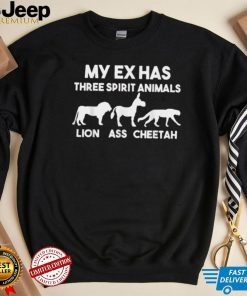 My Ex Has 3 Spirit Animals Lion Ass Cheetah Divorce Funny T Shirt