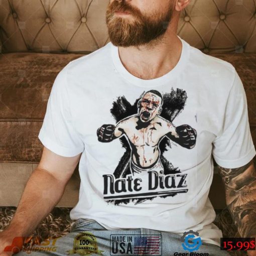 Nate Diaz White Half Sleeve T shirt Fighter Wear Shirt