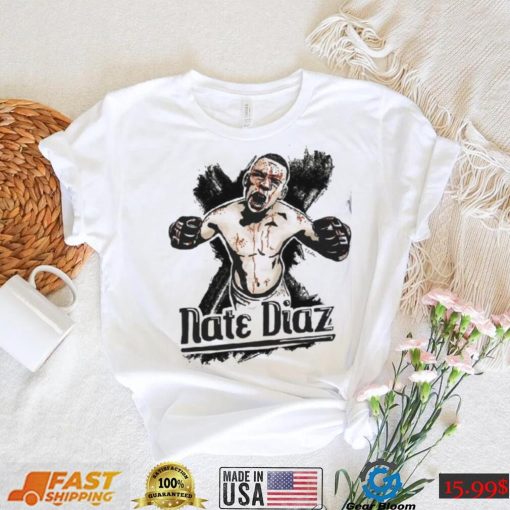 Nate Diaz White Half Sleeve T shirt Fighter Wear Shirt