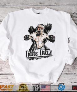 Nate Diaz White Half Sleeve T shirt Fighter Wear Shirt