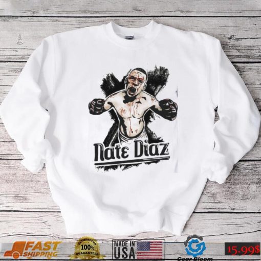 Nate Diaz White Half Sleeve T shirt Fighter Wear Shirt