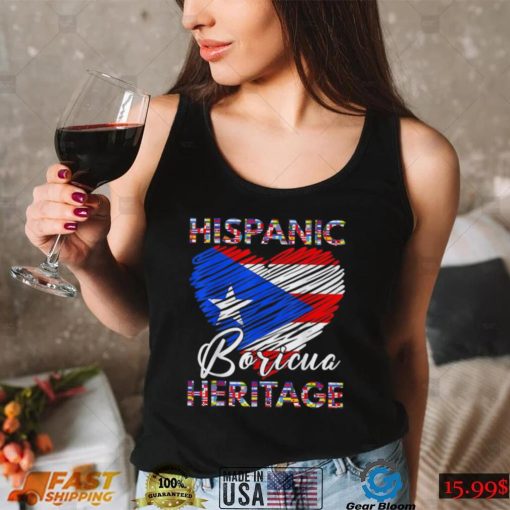 National Hispanic Heritage Month Shirt Heart Puerto Rico Flag Boricua