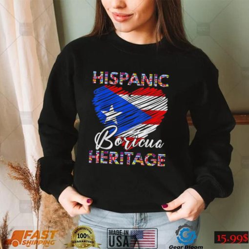 National Hispanic Heritage Month Shirt Heart Puerto Rico Flag Boricua