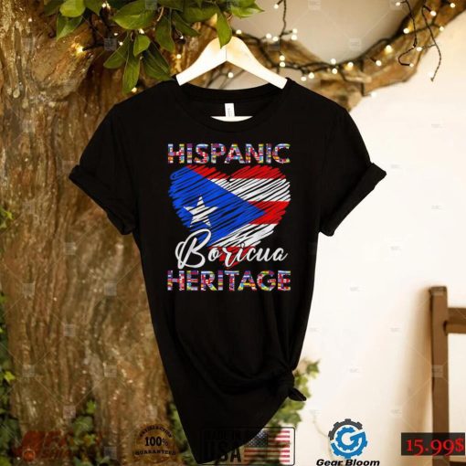 National Hispanic Heritage Month Shirt Heart Puerto Rico Flag Boricua