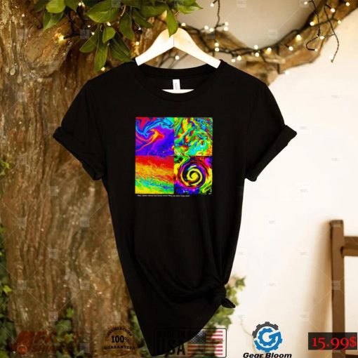 Neon rainbow colored Fluid flowing around filling the Entire Image Space shirt