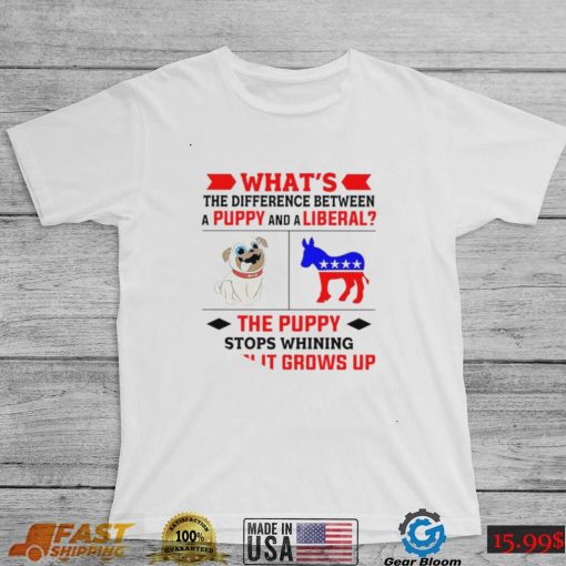 Nice what’s the difference between a puppy and a liberal the puppy stops whining when it grows up 2022 shirt