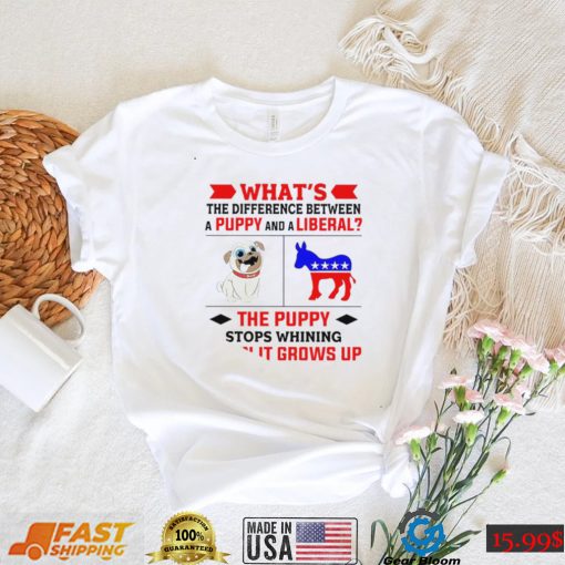 Nice what’s the difference between a puppy and a liberal the puppy stops whining when it grows up 2022 shirt